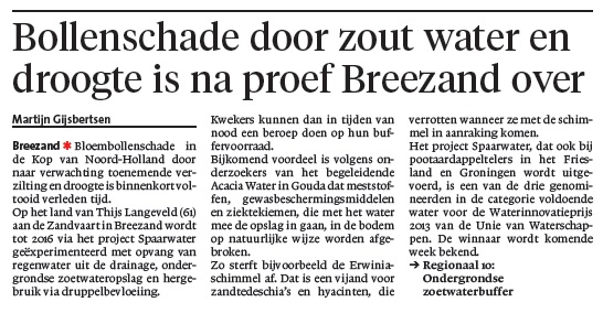 Proef Breezand in Noordhollands Dagblad 